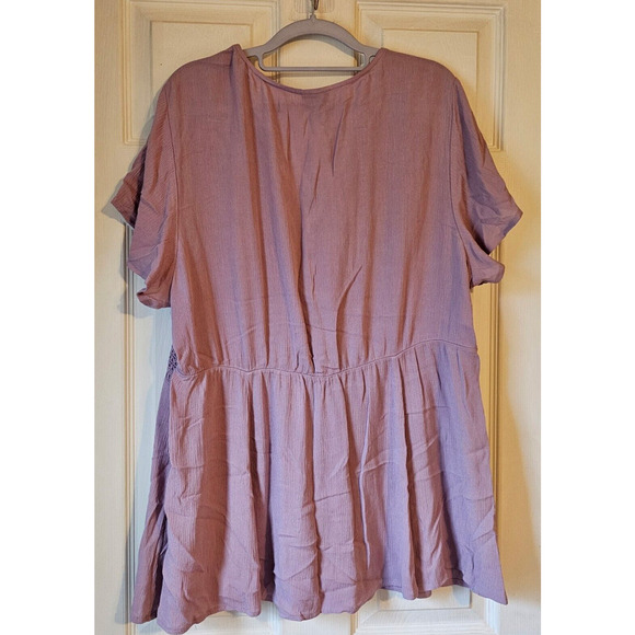 Torrid 1X Elderberry Crinkle Gauze Babydoll Top Flutter Sleeve Boho - Picture 5 of 10